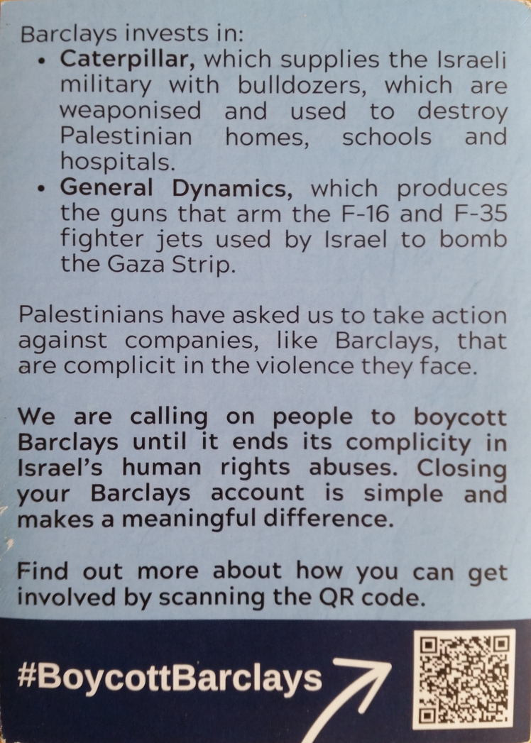 Barclays Stop Arming Israel
